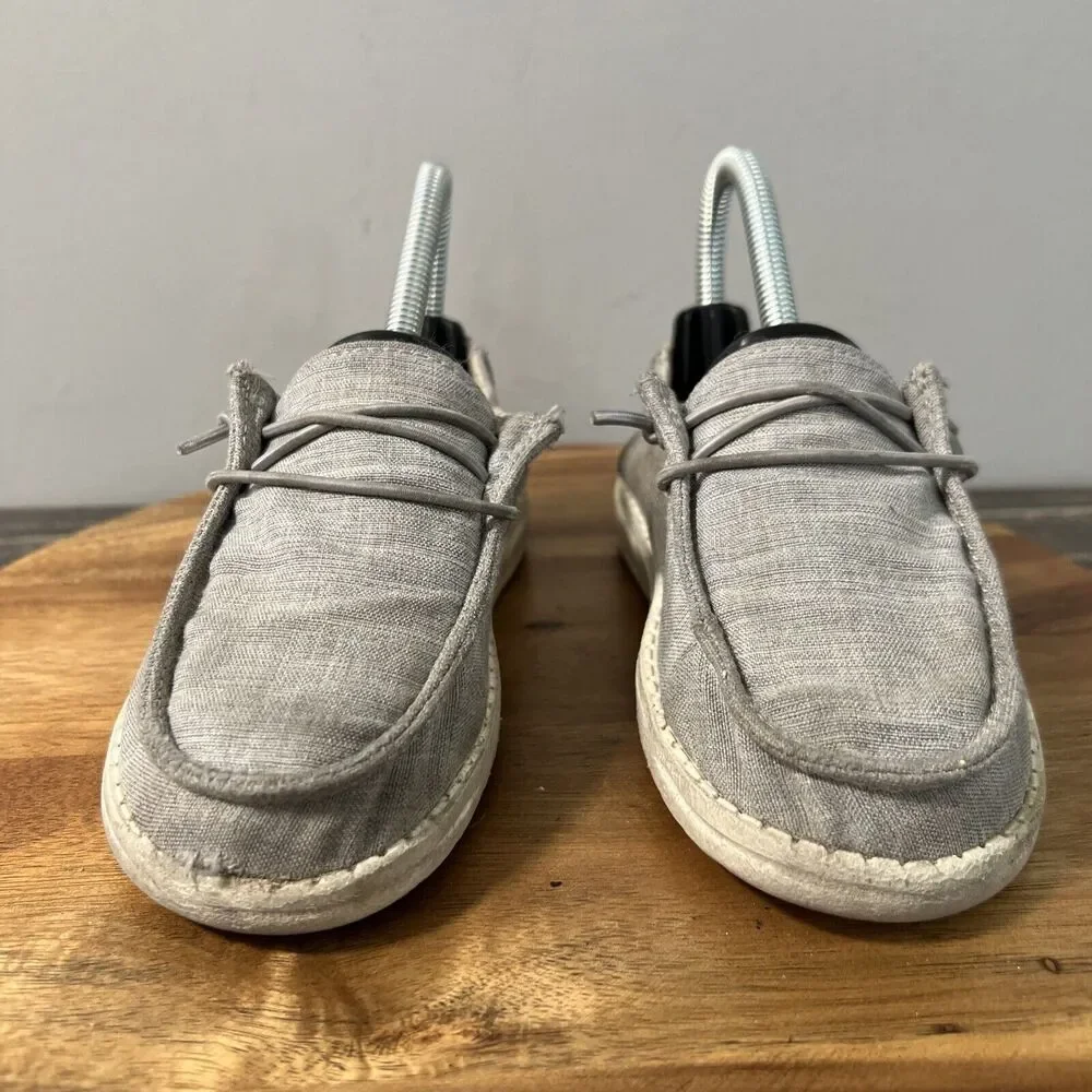 Hey Dude Linen Gray Wendy Youth Size K11 Slip On Sneaker Shoes